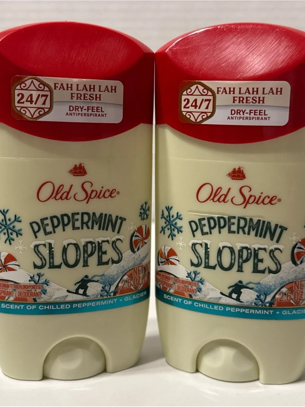 Old Spice Peppermint Slopes Antiperspirant Deodorant - Red & Cream (Lot of 2)